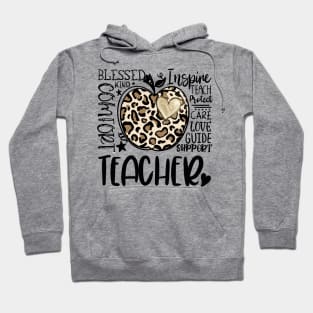 Teacher Cheetah Apple Inspiring words Hoodie